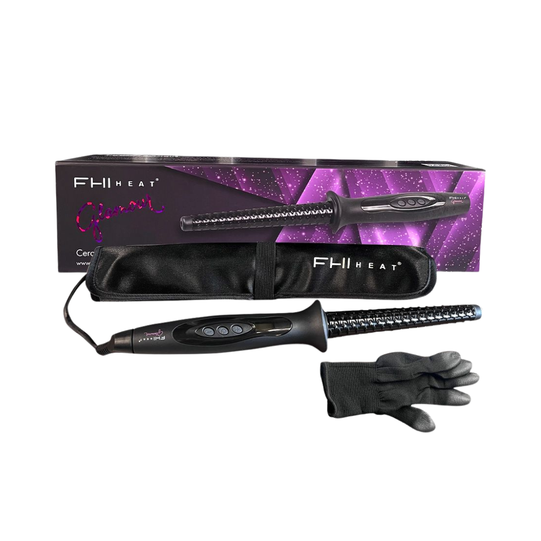 FHI Heat | Glamour 1" Black Ceramic Cone Textured Curling Rod