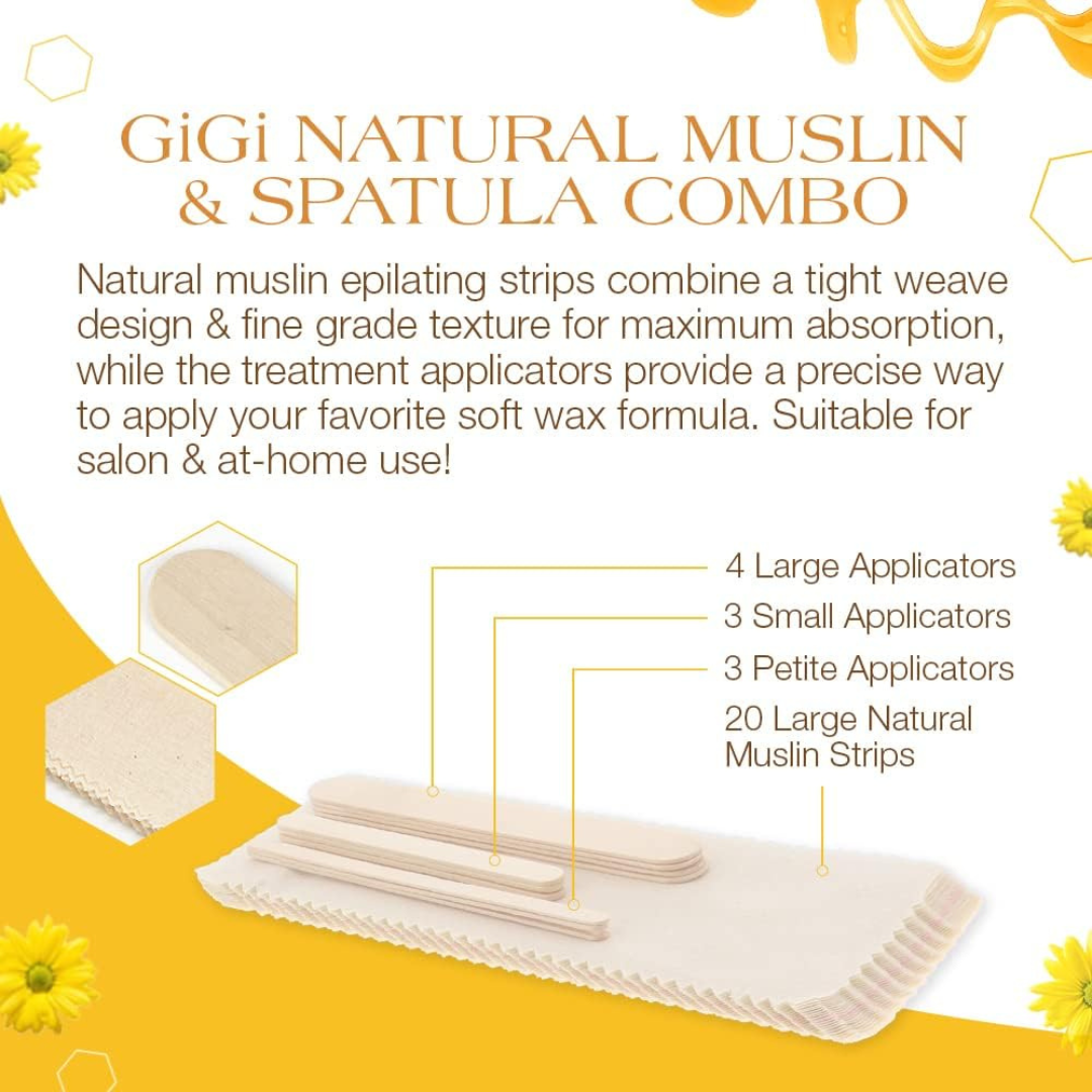 Gigi | Muslin & Spatulas Combo epilating strips & applicators item # 0680