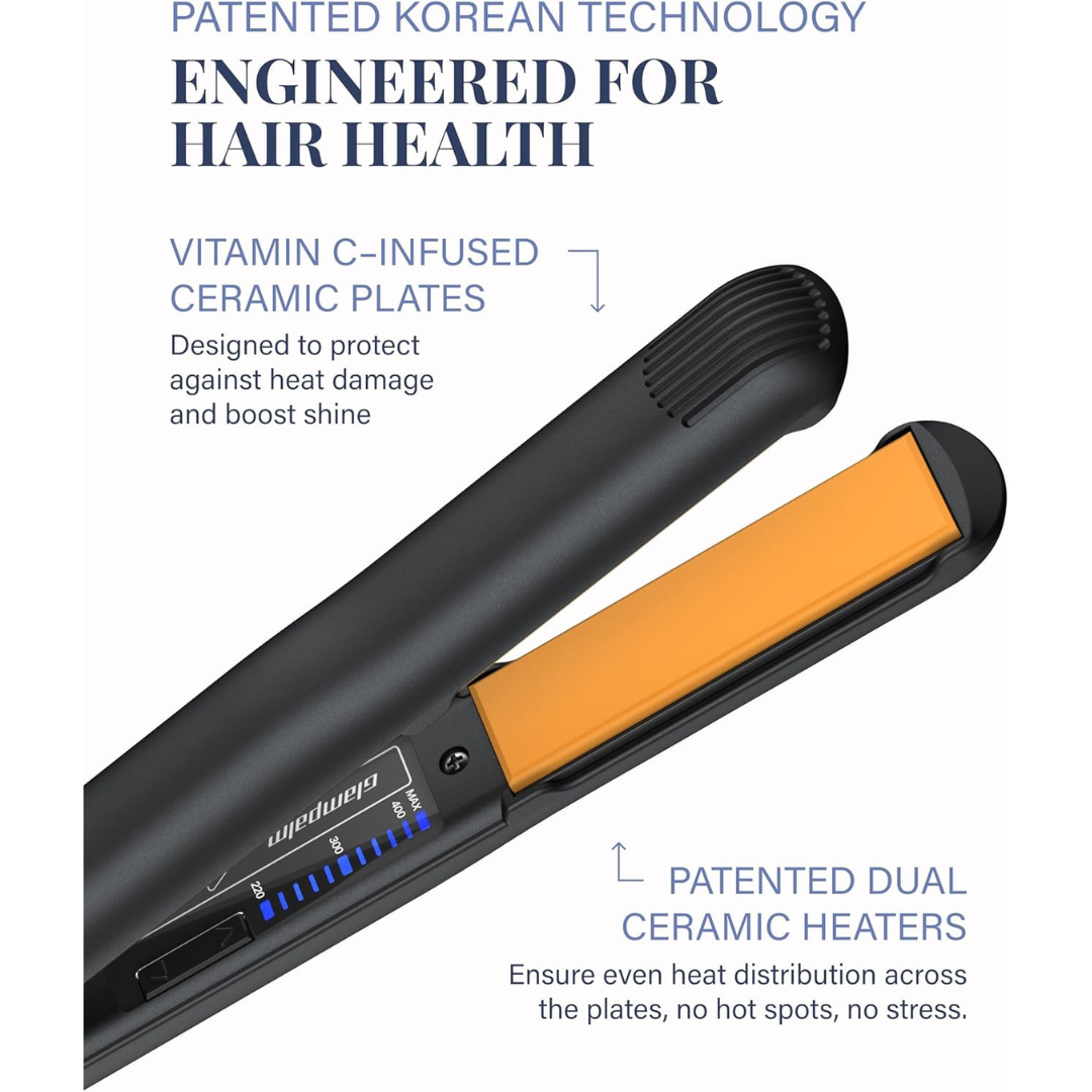 GlamPalm | Simple Touch Ceramic Hair Styling Flat Iron, 1 Inch
